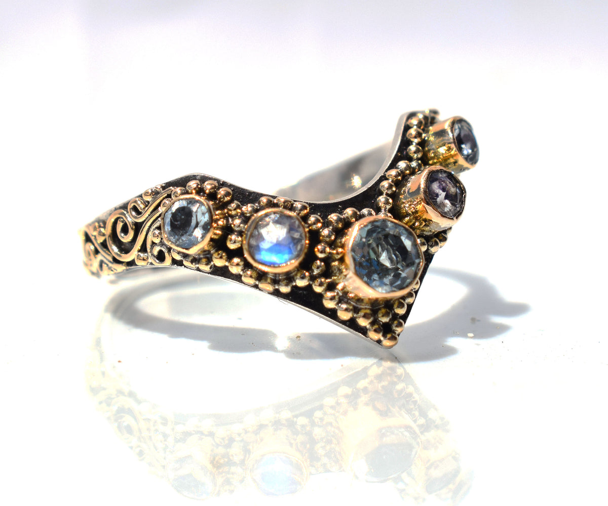 Anillo Fusión Queen Aguamarina