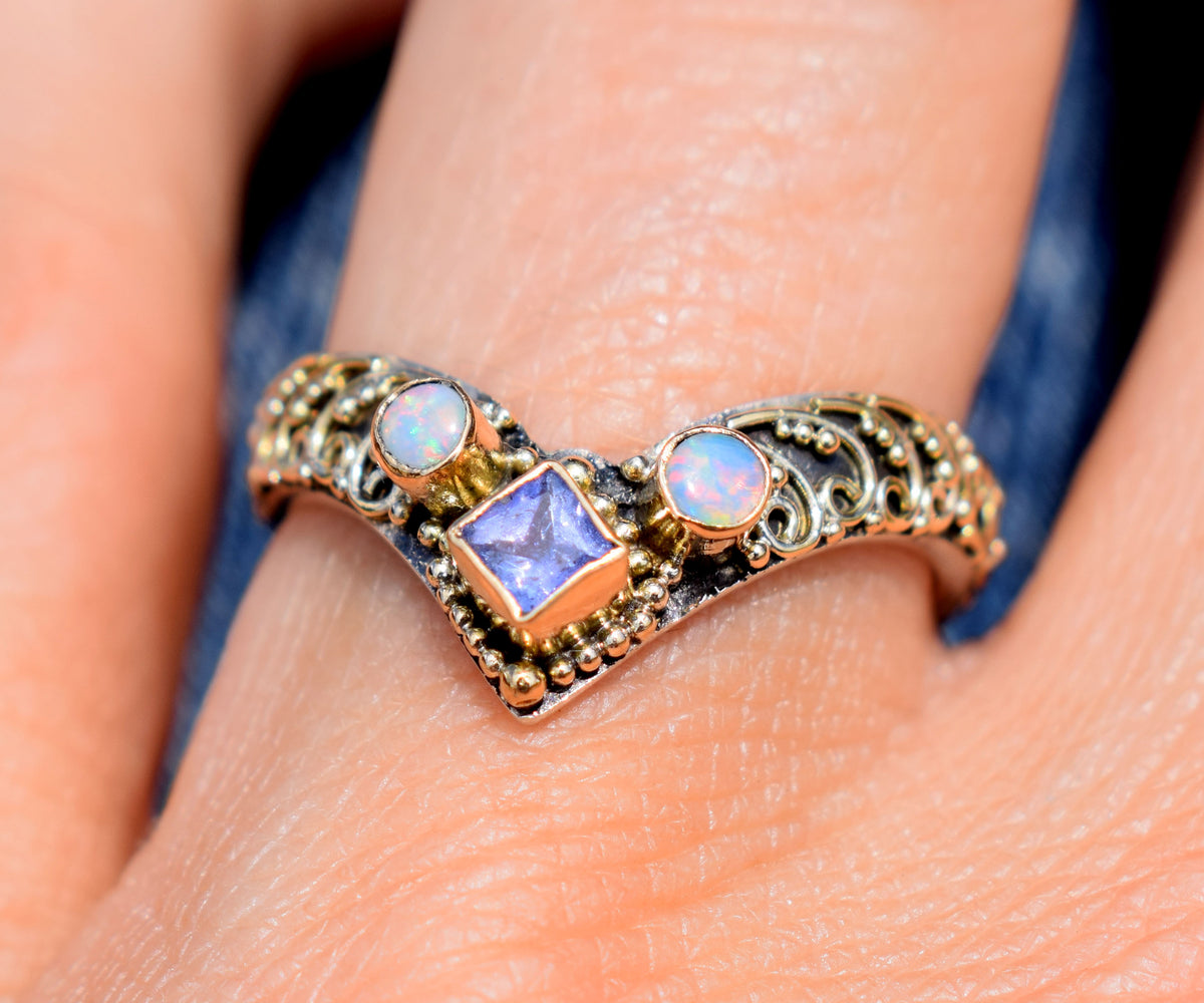 Anillo Fusion Princess Tanzanita y Opalos