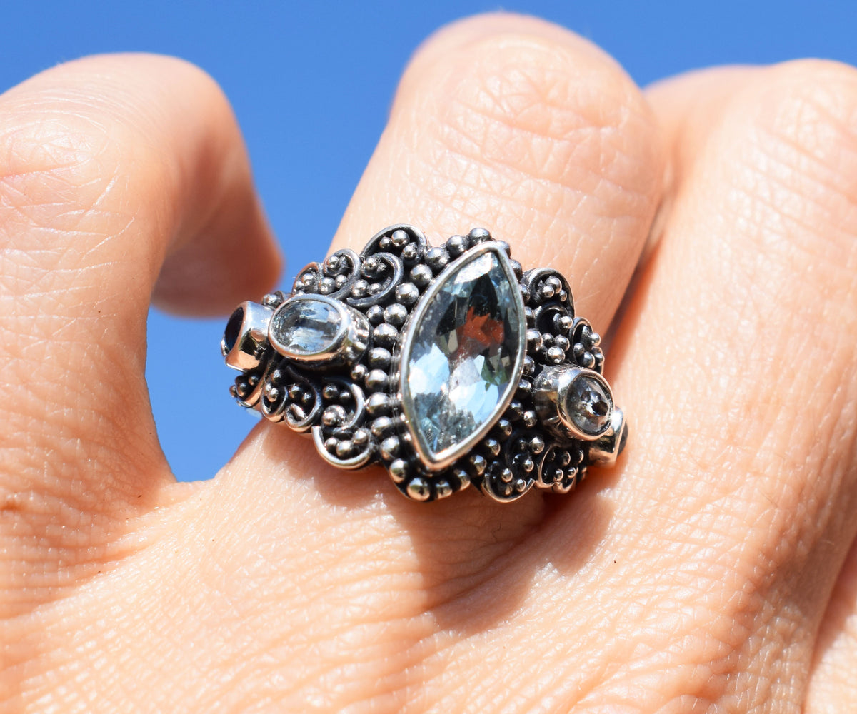 Anillo Ajna Aguamarina