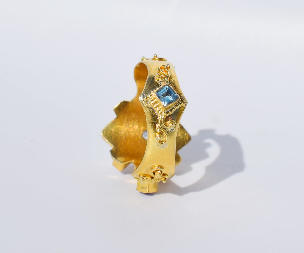 Anillo Surya Namaskar Aguamarina