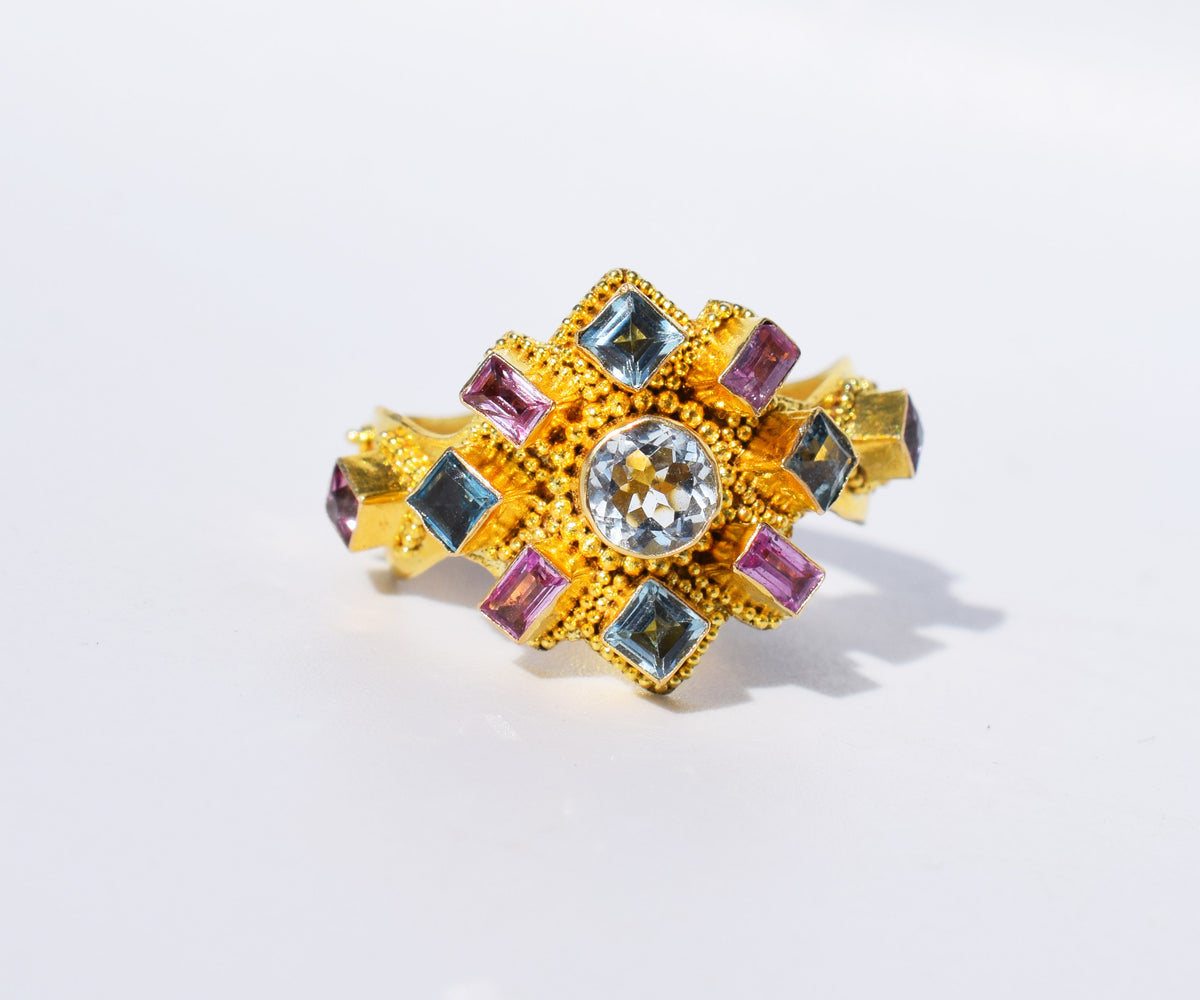 Anillo Surya Namaskar Aguamarina