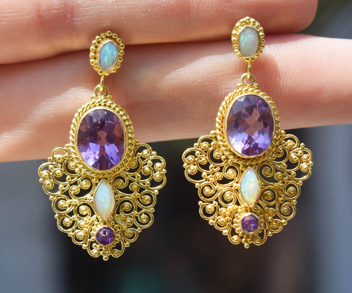 Aros Buterfly Amatista Opalo