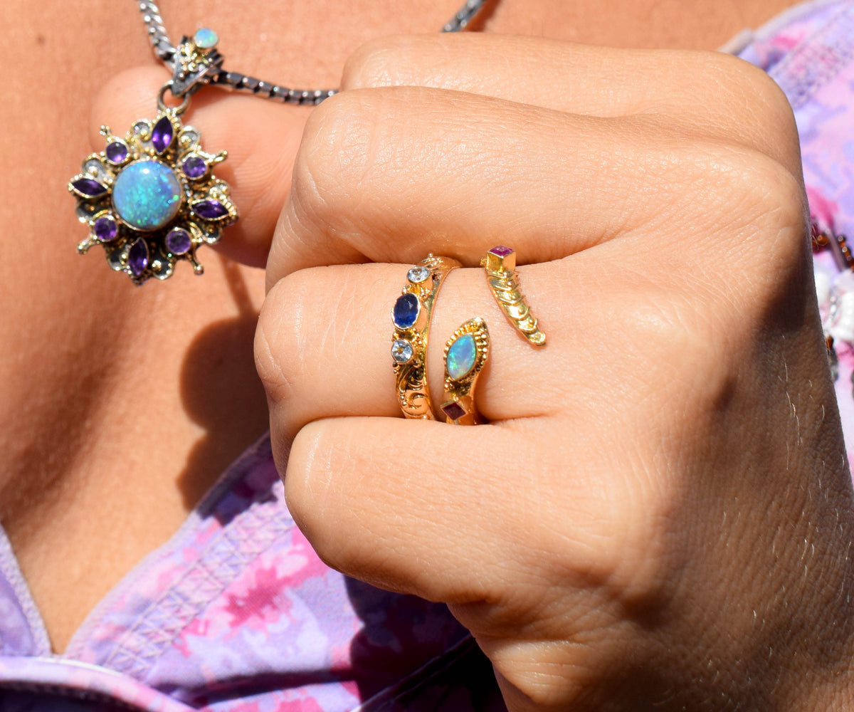 Anillo Basic Gold Zafiro