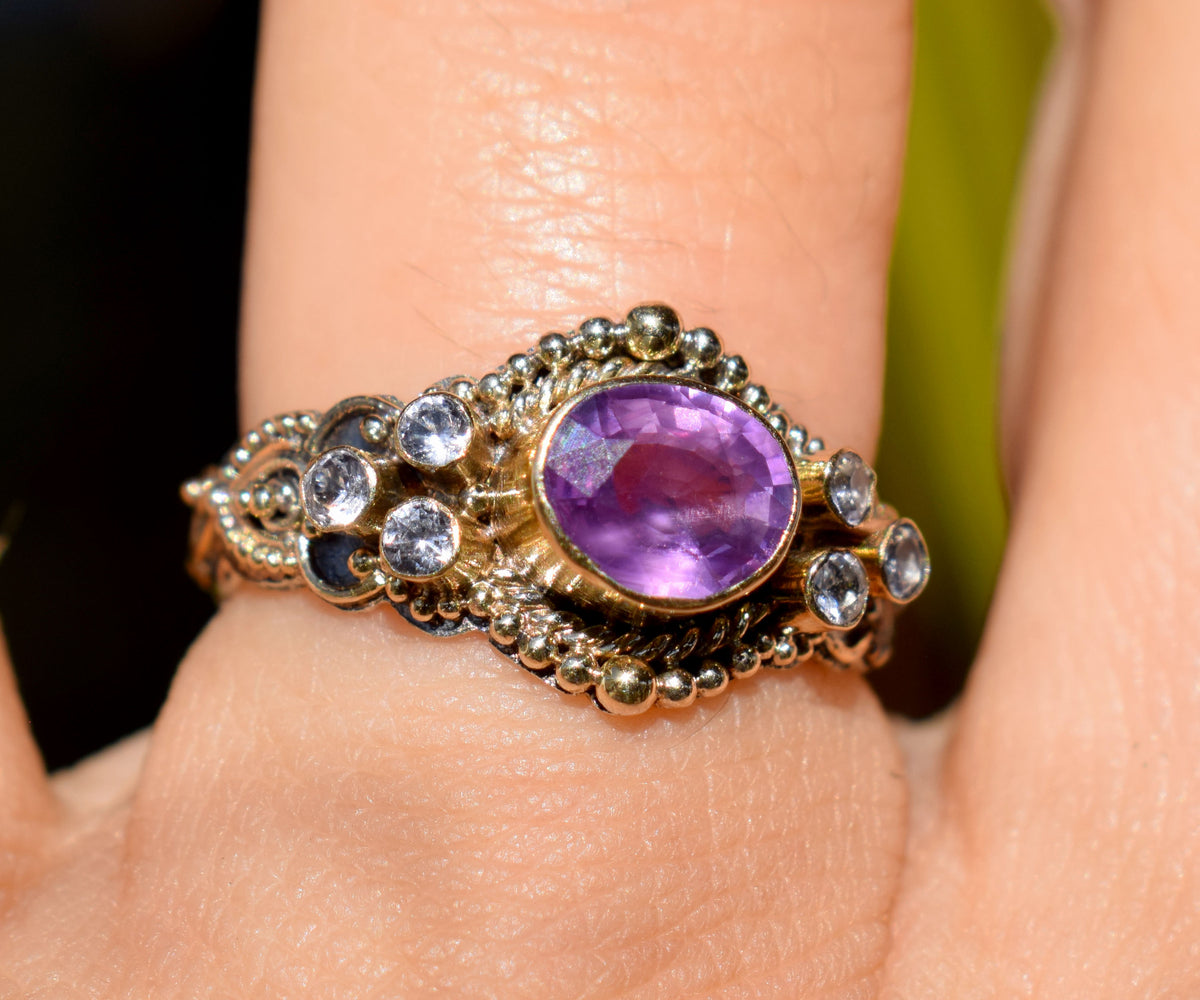 Anillo Azahara Zafiro Rosado