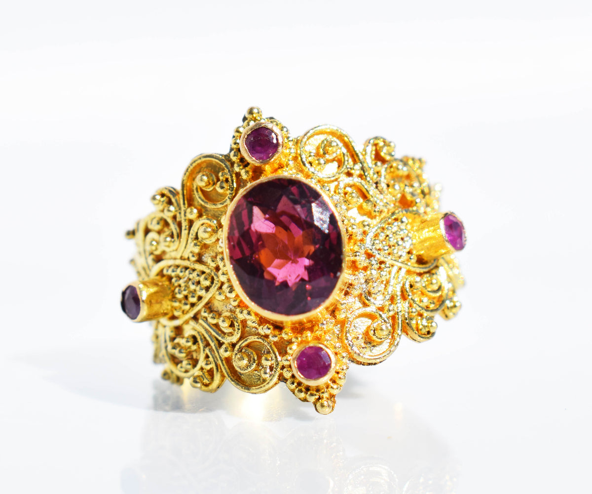 Anillo Lotus Turmalina