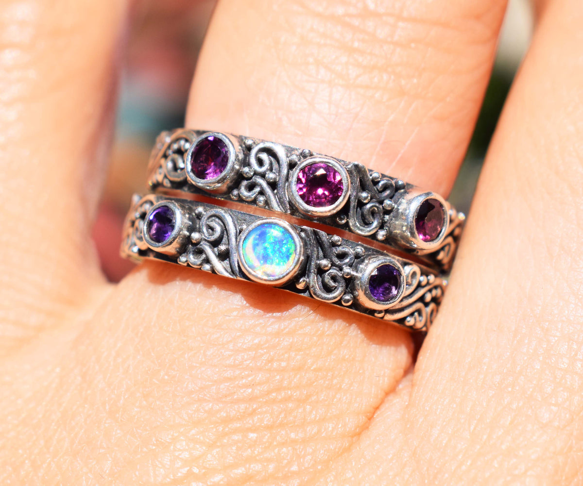 Anillo Basic Ópalo Amatistas