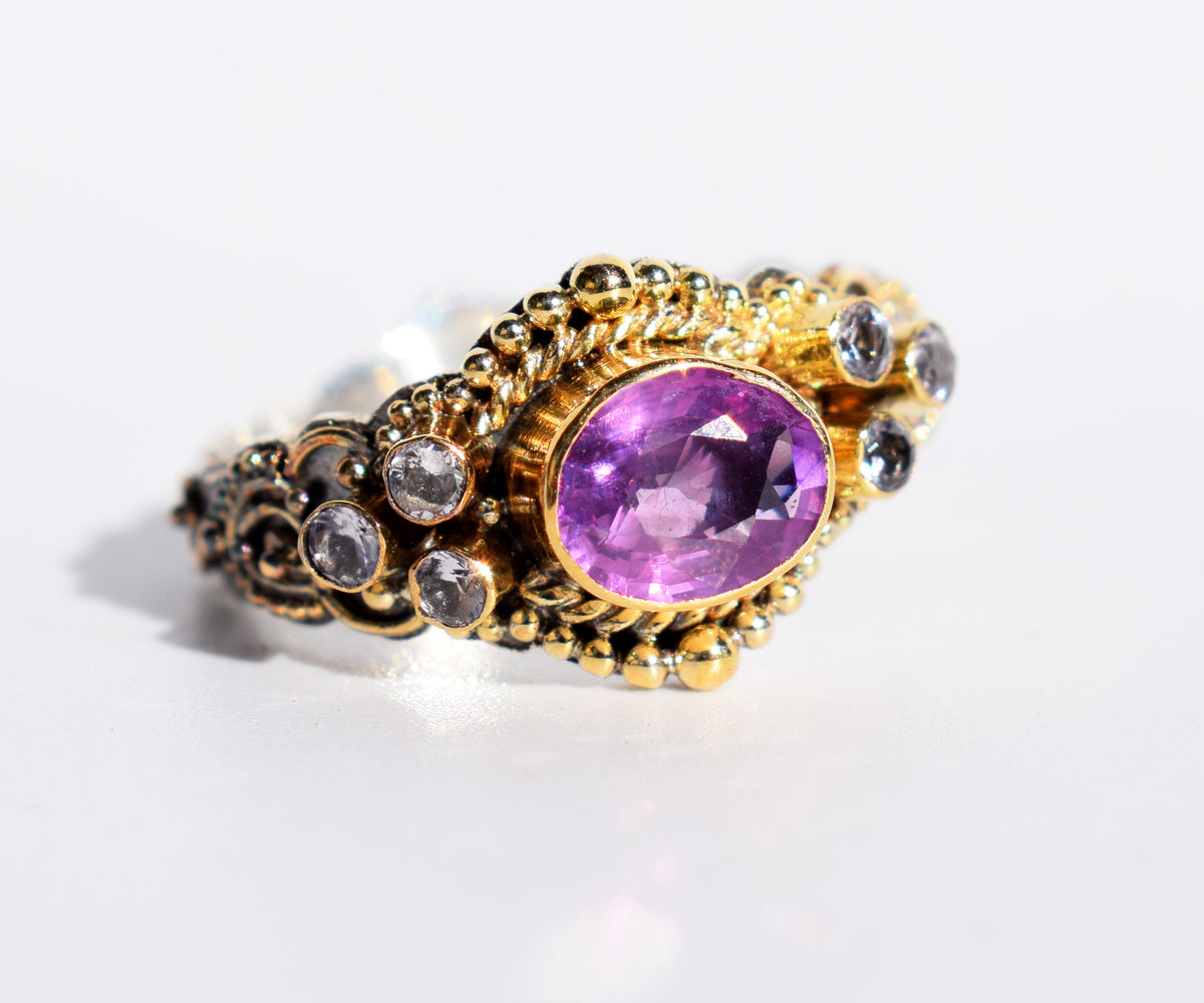 Anillo Azahara Zafiro Rosado