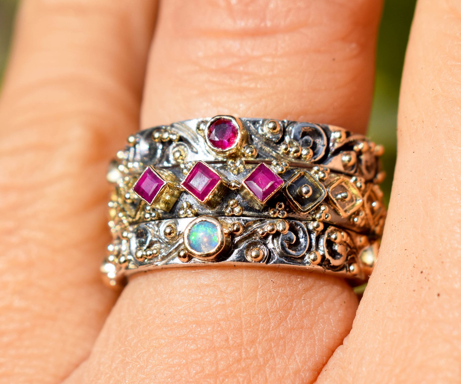 Anillo Basic Tallado Opalo