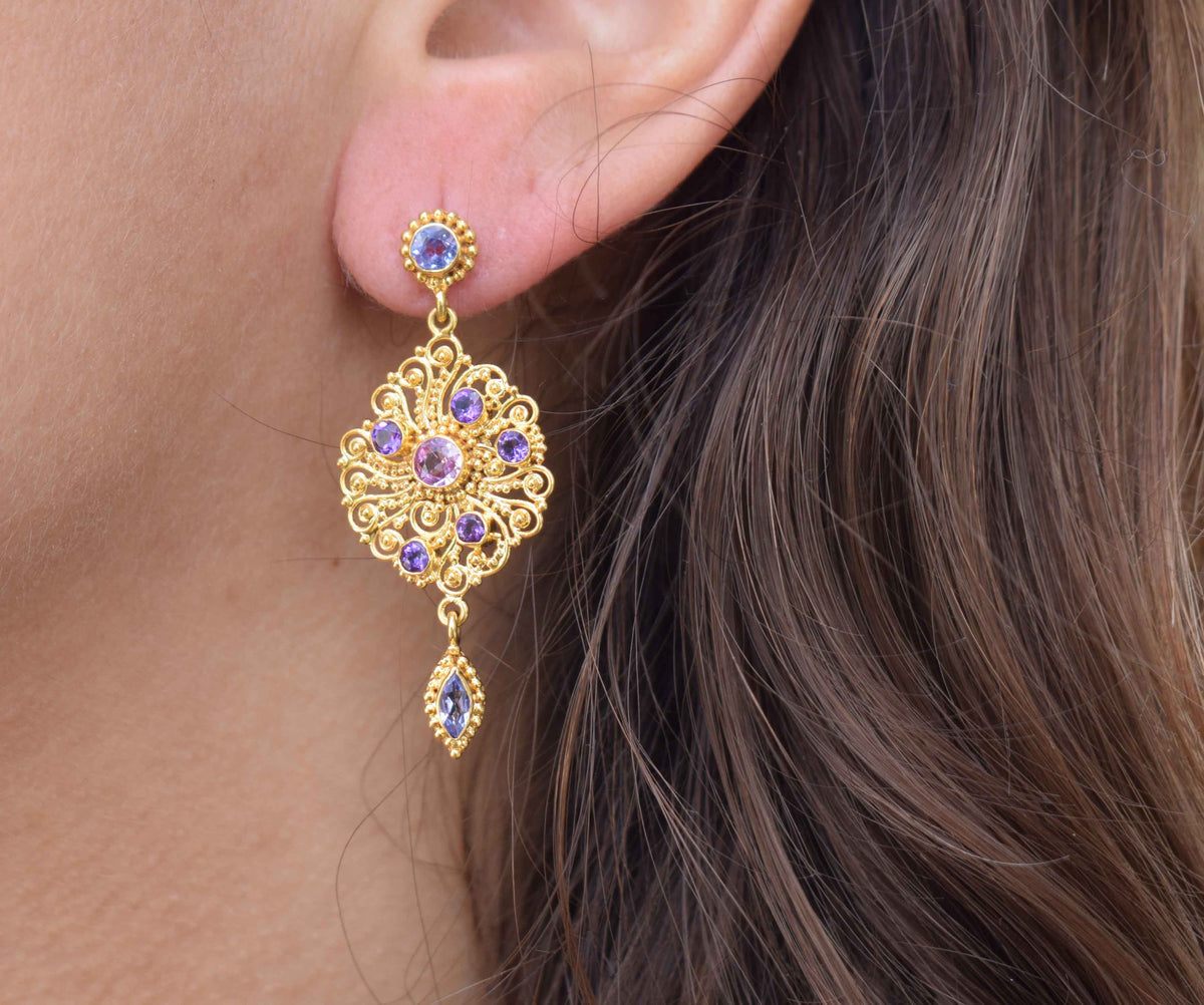 Aros Gold Sol de mar Zafiros lavandas