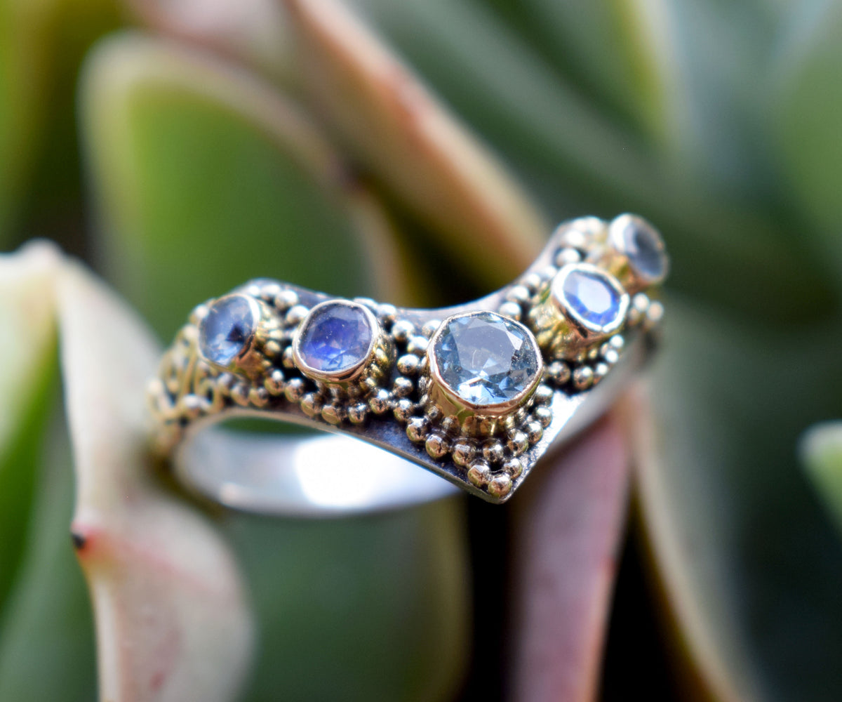 Anillo Fusión Queen Aguamarina