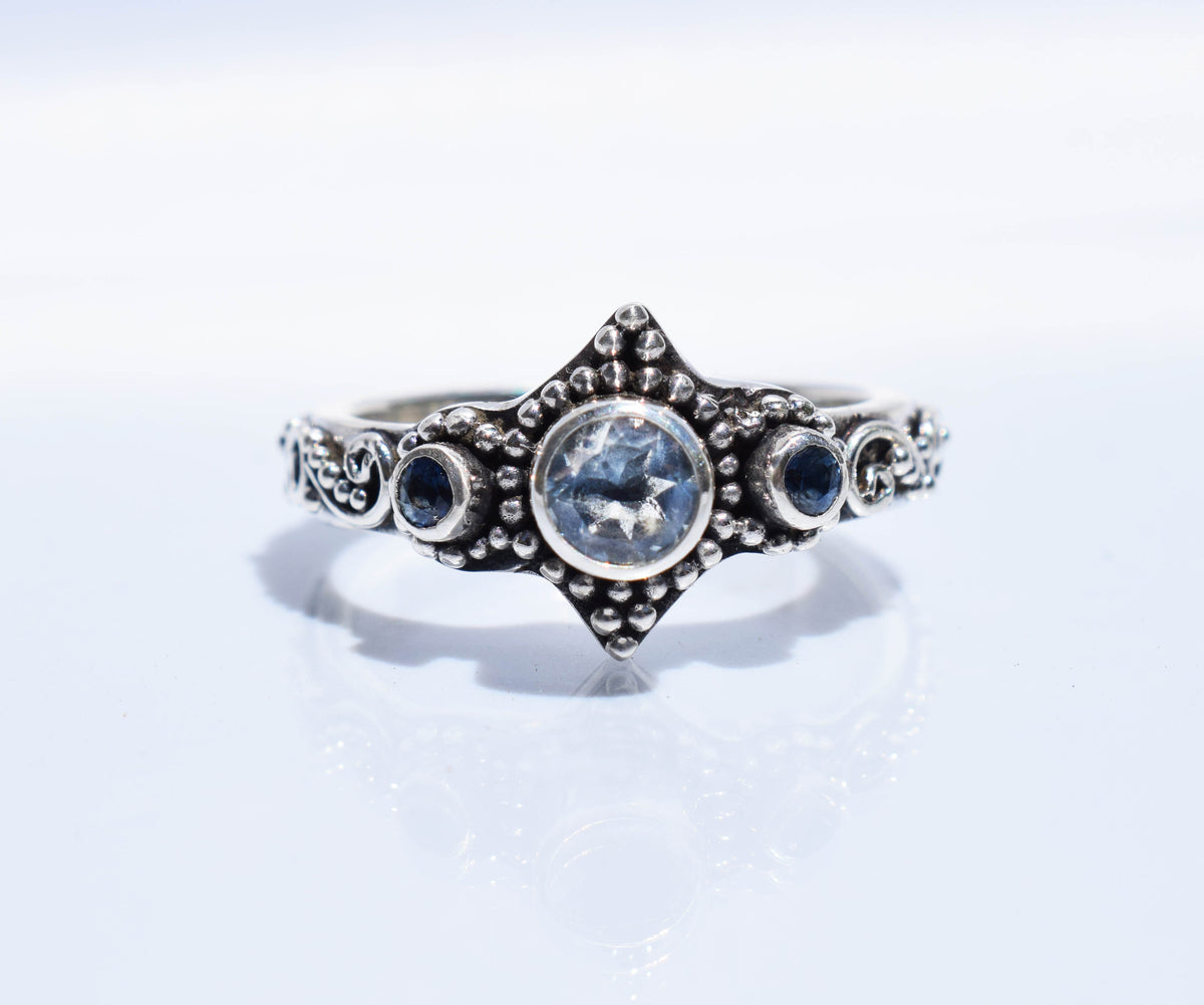 Anillo Roma Aguamarina y Zafiros