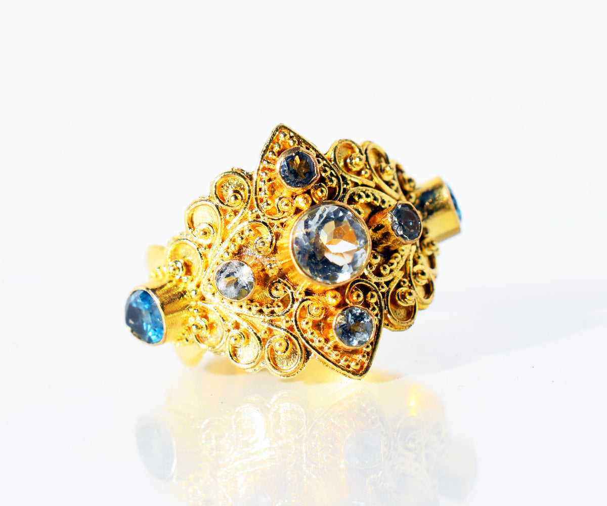 Anillo Gold Habibi Aguamarina