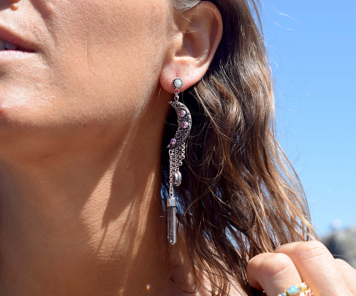 Aros Lluvia de Luna Zafiro Rosado