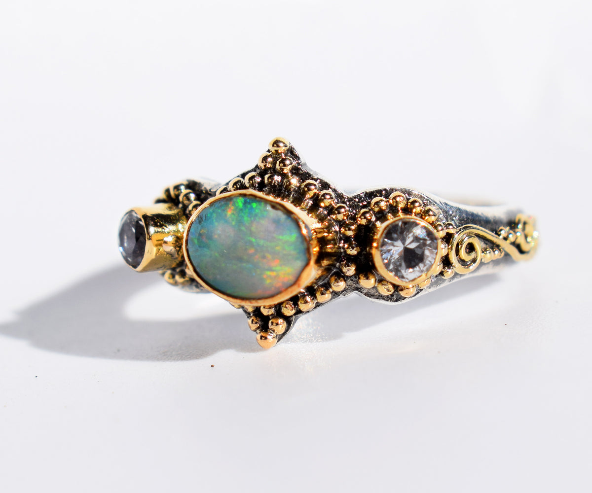 Anillo Roma Opalo Topacios