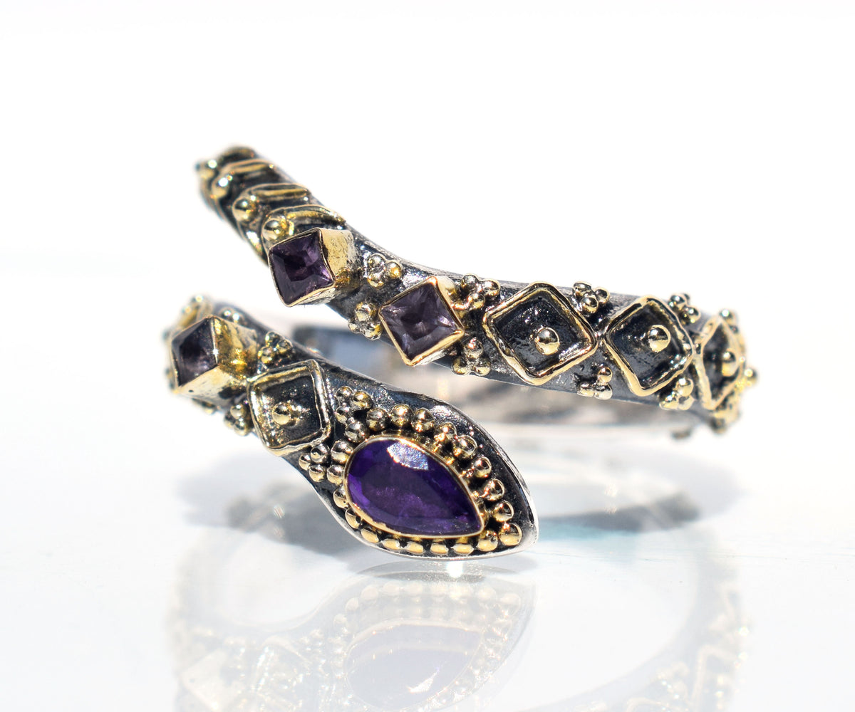 Anillo Kundalini Amatista Espinela