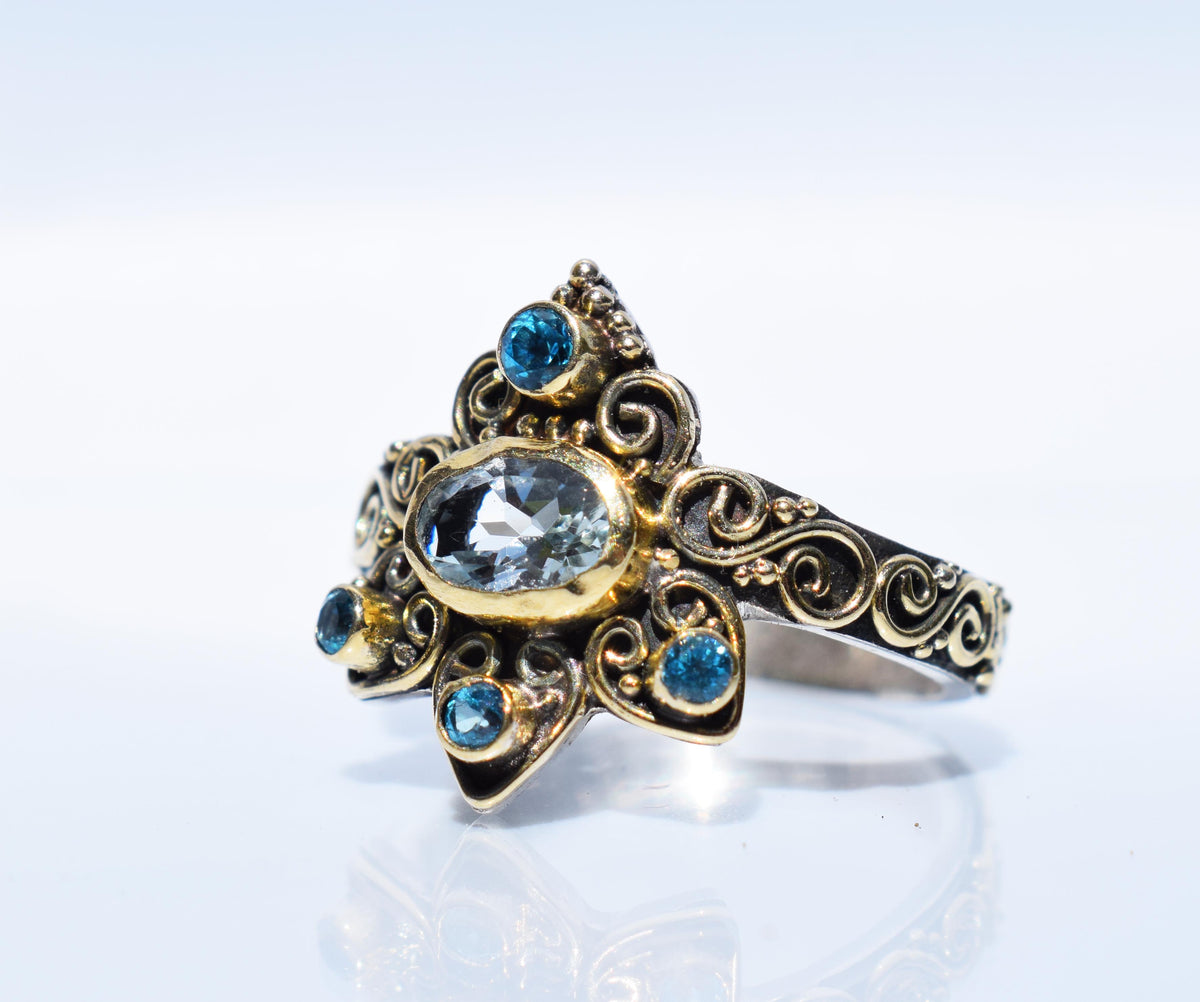 Anillo Cosmic Star Aguamarina