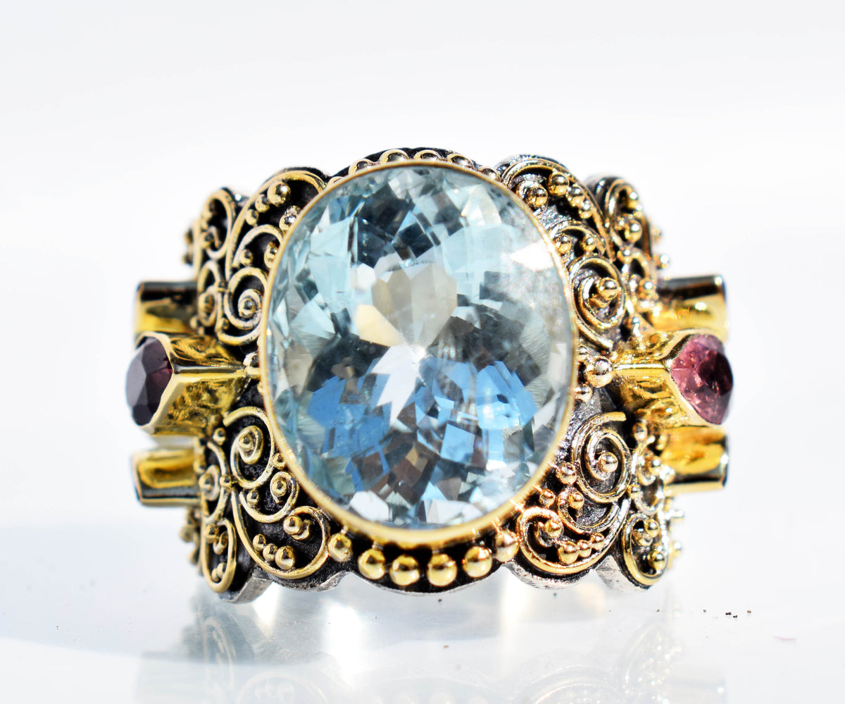 Anillo Magnolia Aguamarina