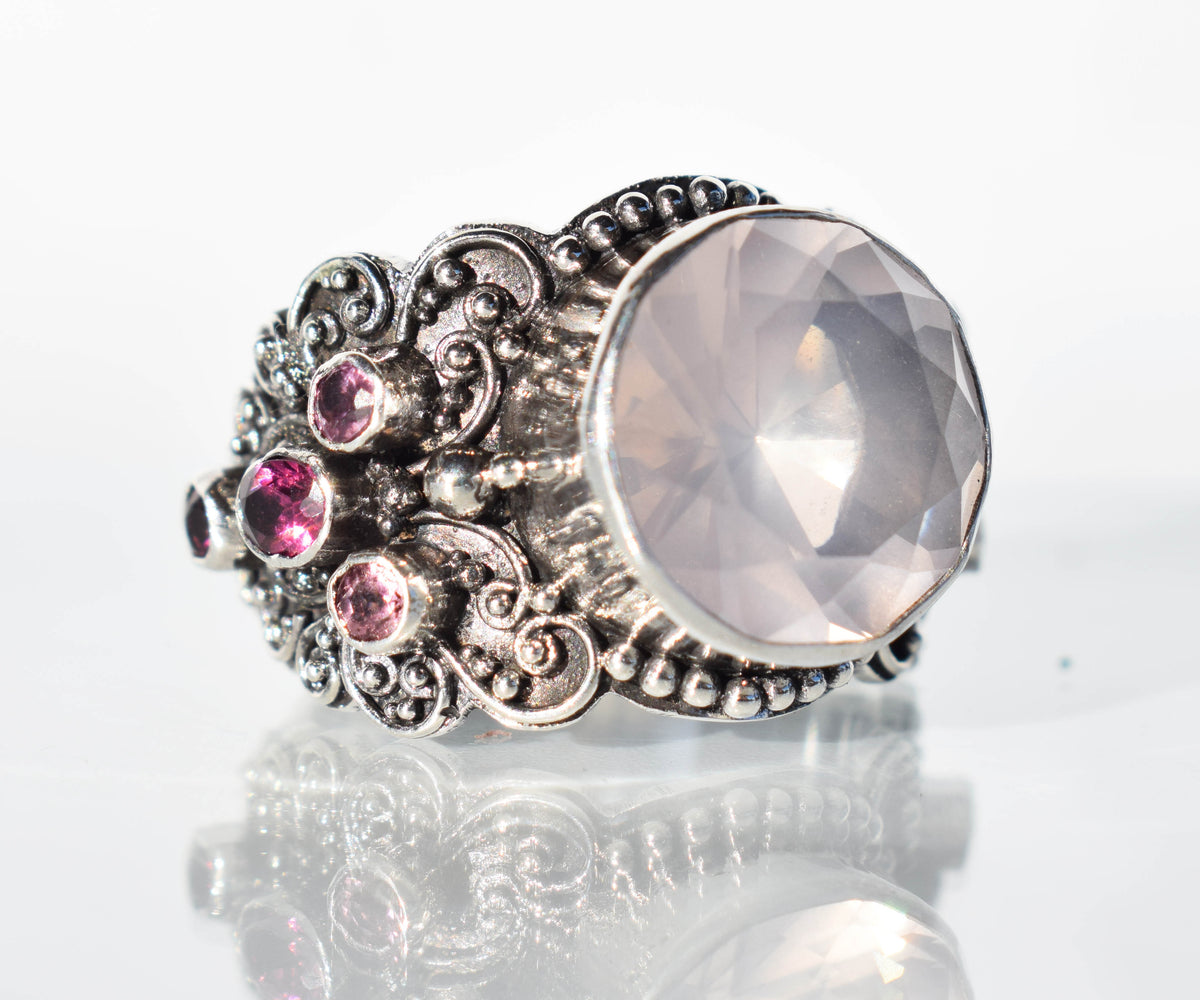 Anillo Sultan Cuarzo Rosa Edición Silver