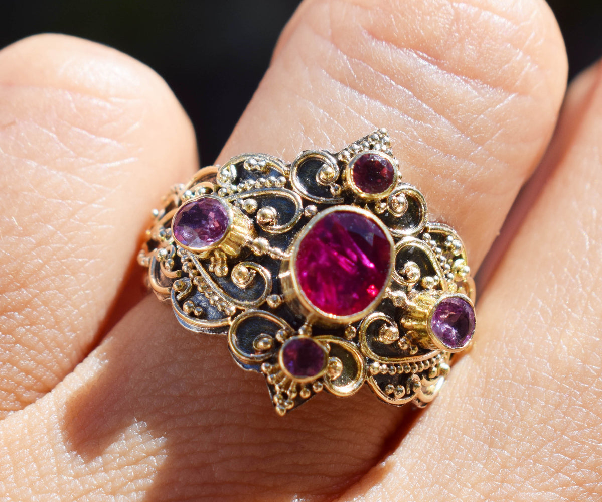 Anillo gold and Silver Kerala Rubi