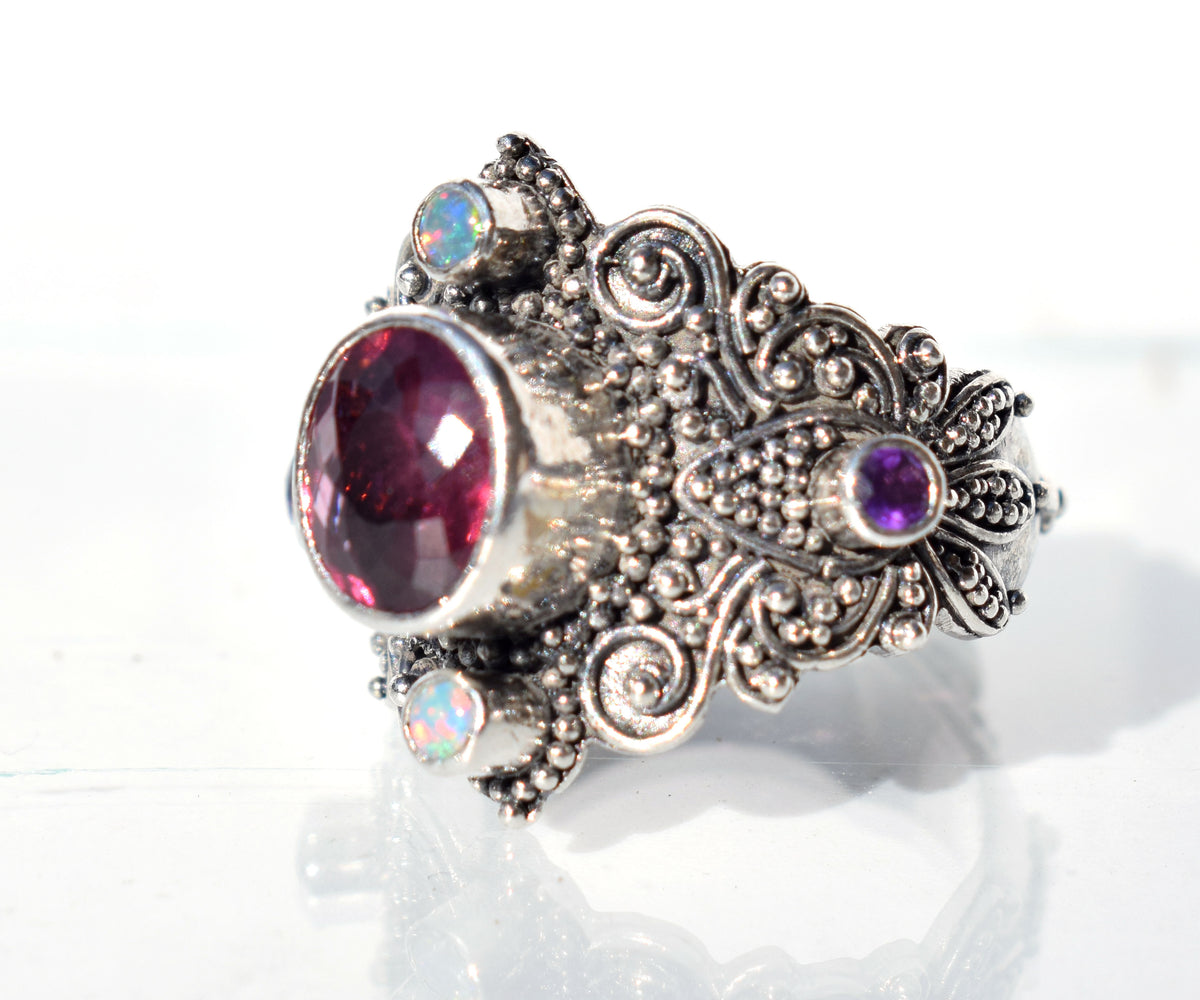 Anillo Lotus Rodolita Opalo