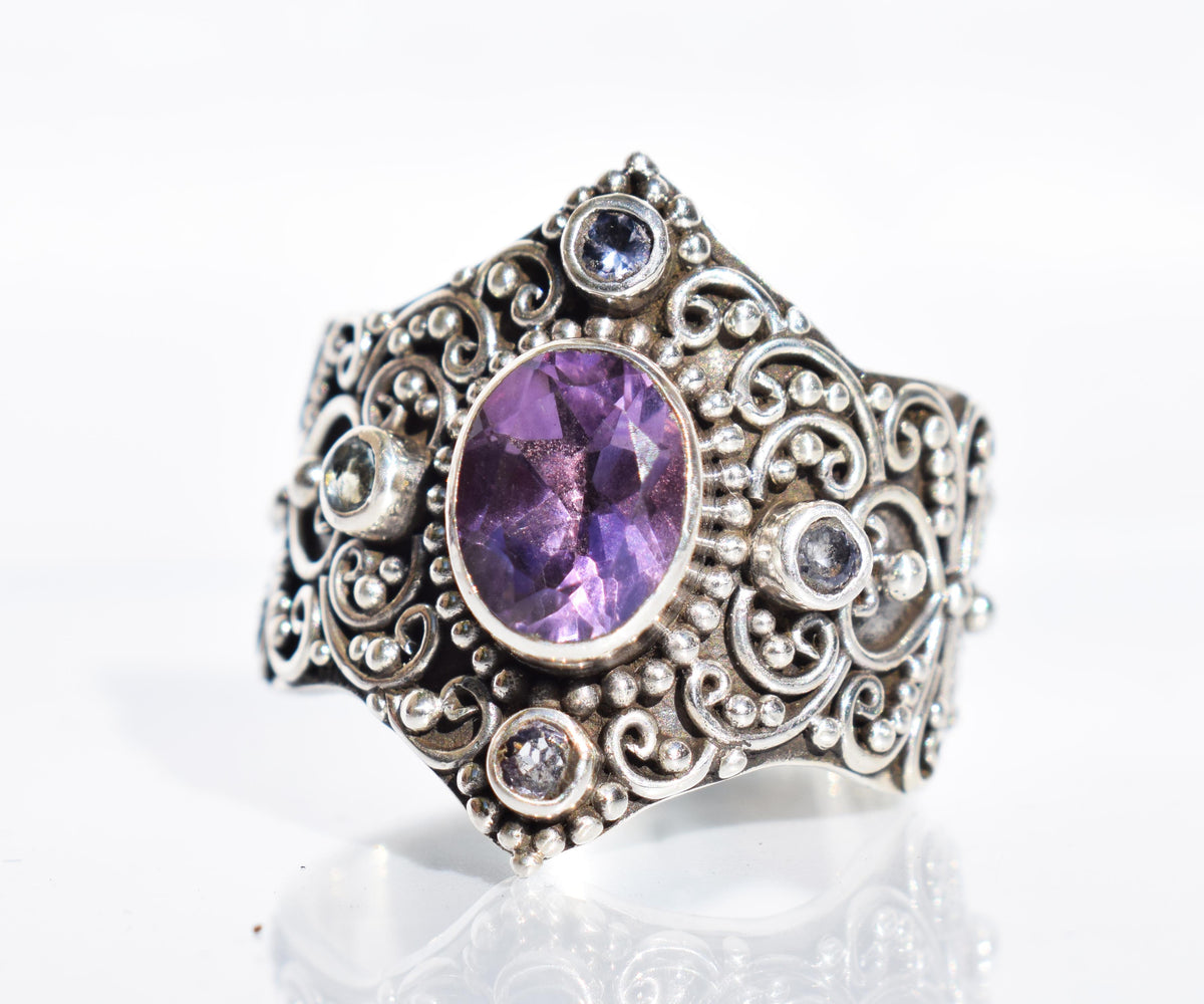 Anillo Peace Amatista Tanzanitas