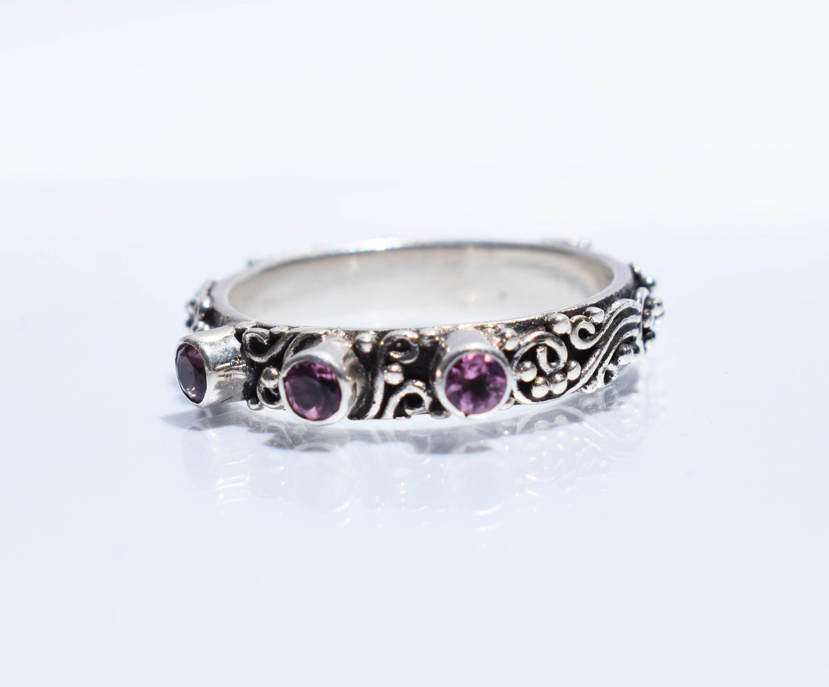 Anillo Basic Zafiros rosados