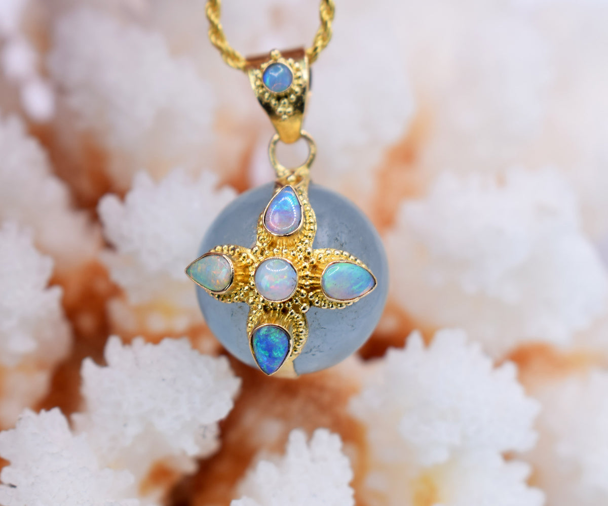 Amuleto Cruz del Sur Aguamarina