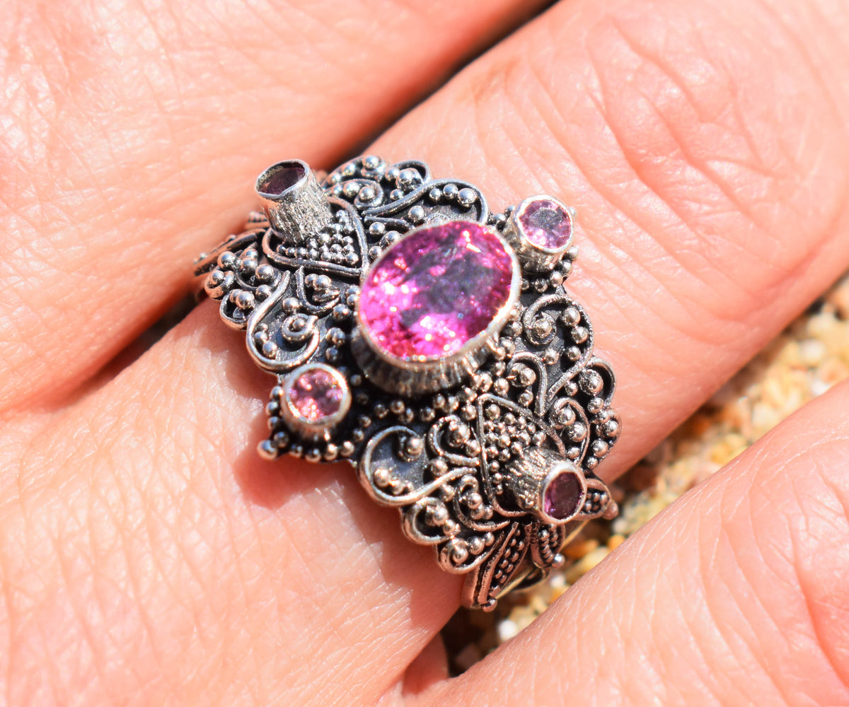 Anillo Lotus Turmalina