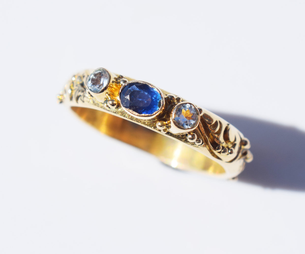 Anillo Basic Gold Zafiro