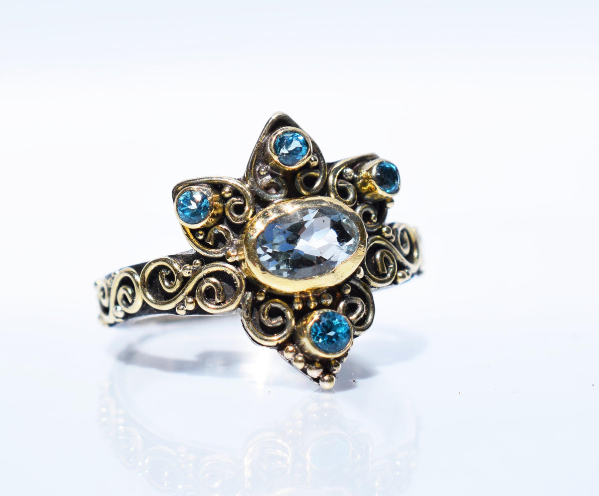 Anillo Cosmic Star Aguamarina