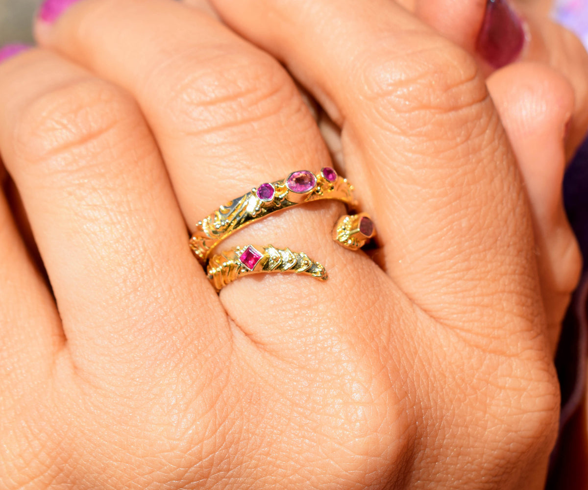 Anillo Basic Gold Zafiro rosa