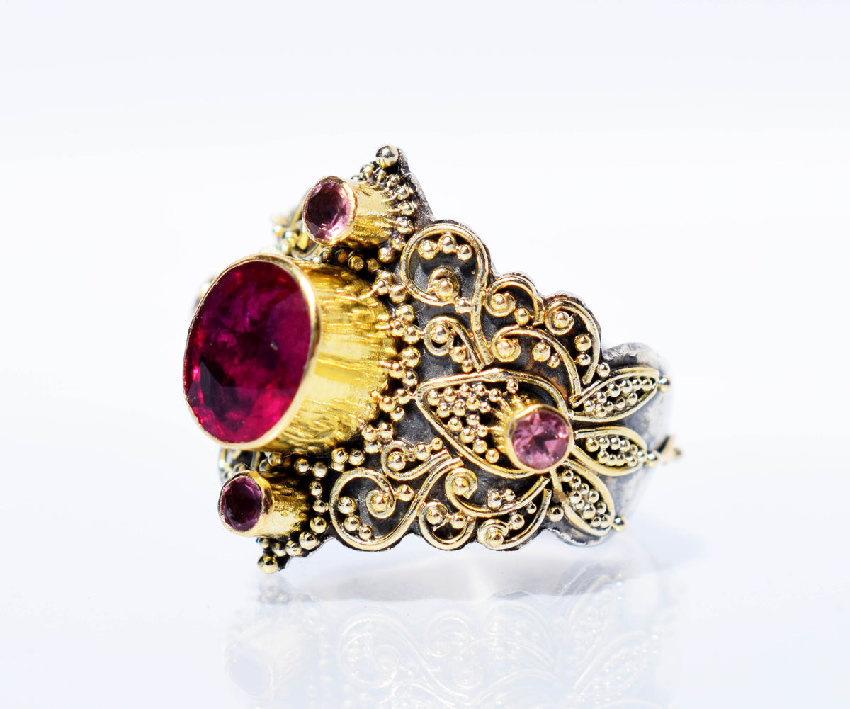 Anillo Lotus Turmalina