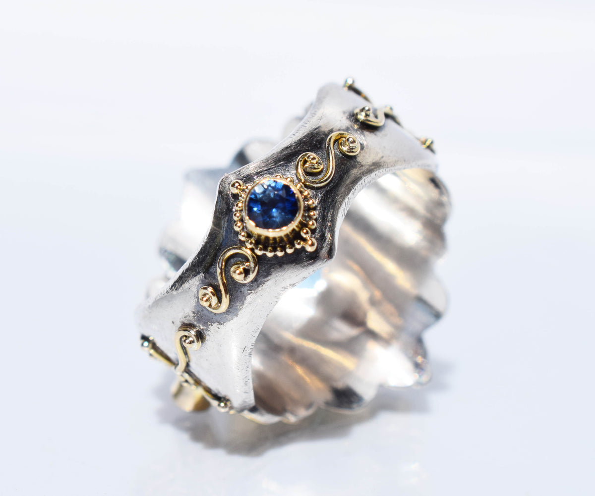 Anillo Lotus Aguamarina