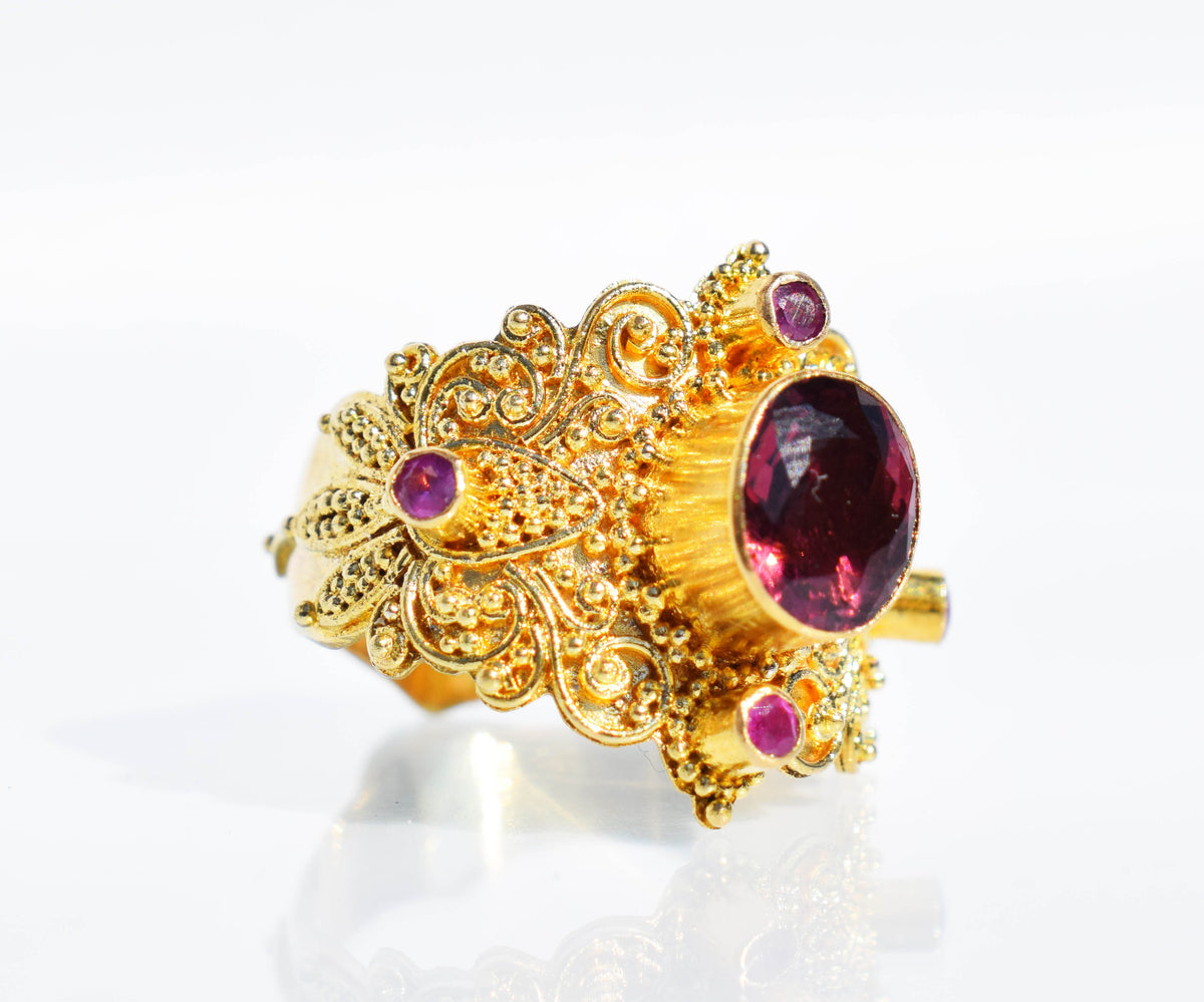 Anillo Lotus Turmalina