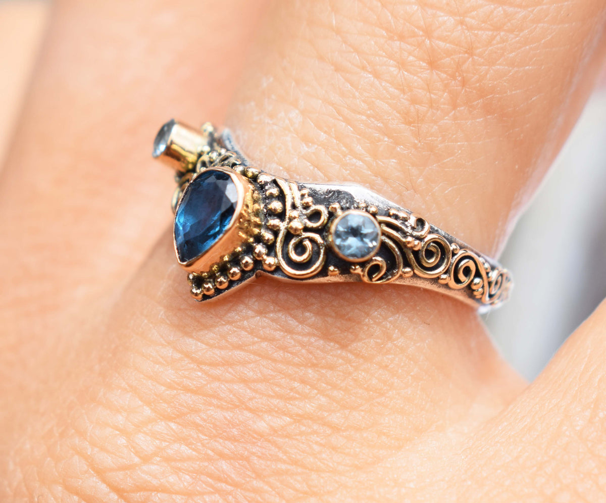 Anillo Fusión Topacio Aguamarinas