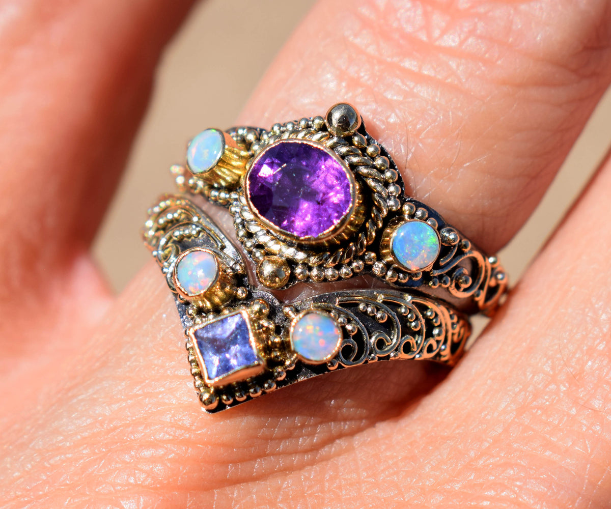 Anillo Fusion Princess Tanzanita y Opalos