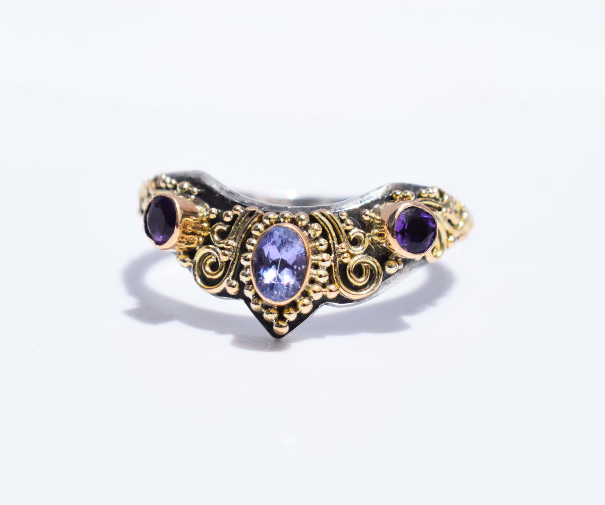 Anillo Fusión Tanzanita Amatistas