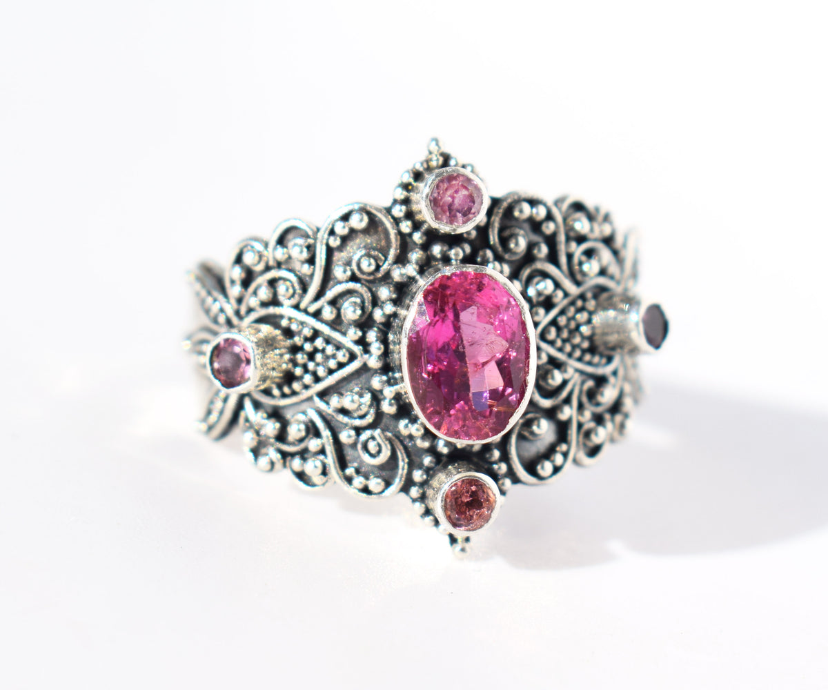 Anillo Lotus Turmalina