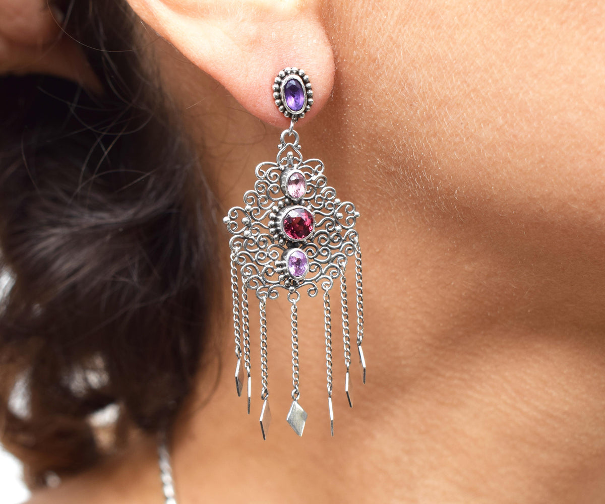 Aros Kalbelia Silver Rodolitas