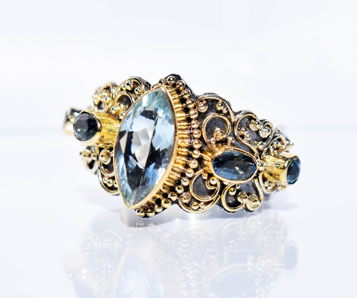 Anillo Ajna Aguamarina