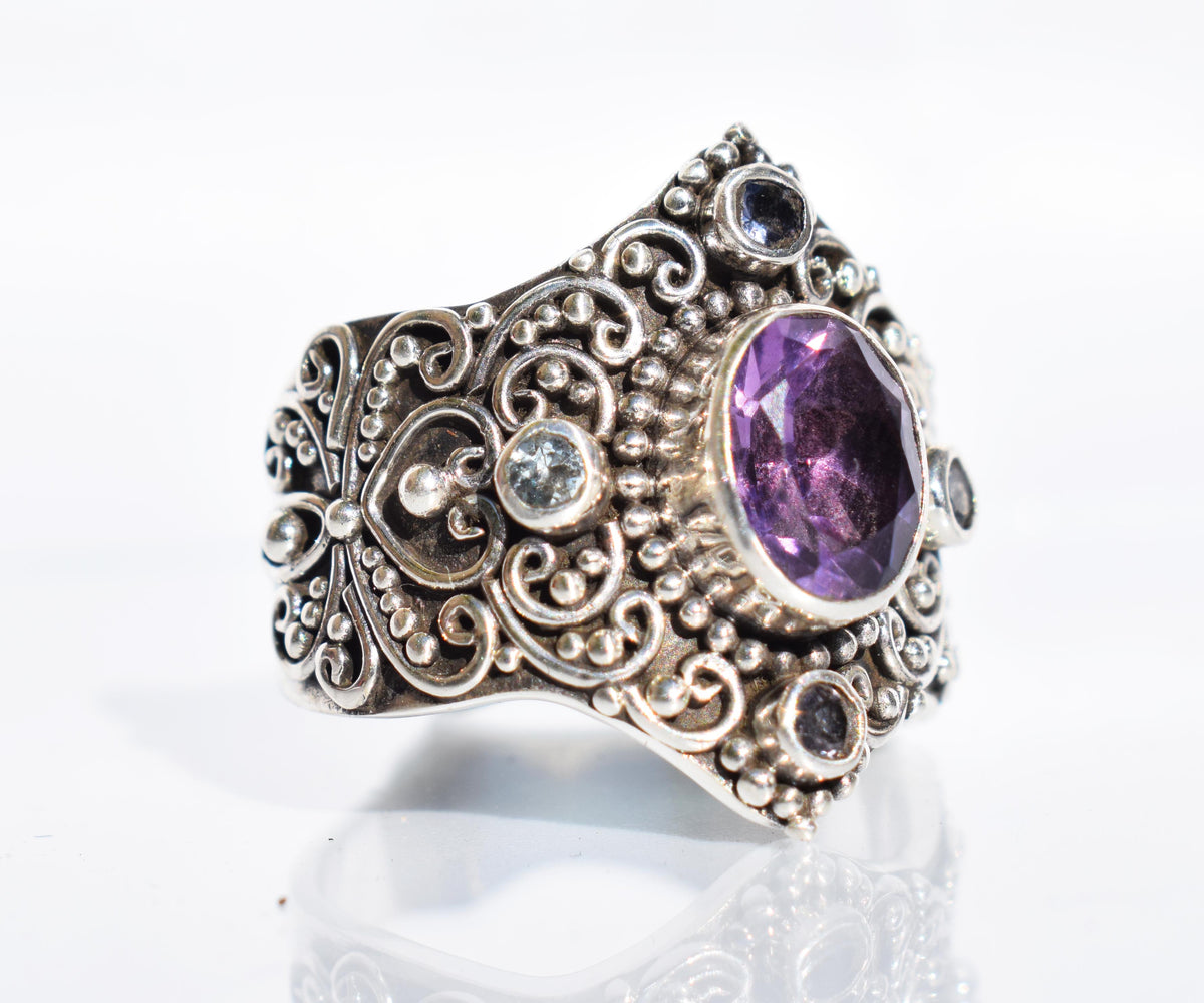 Anillo Peace Amatista Tanzanitas