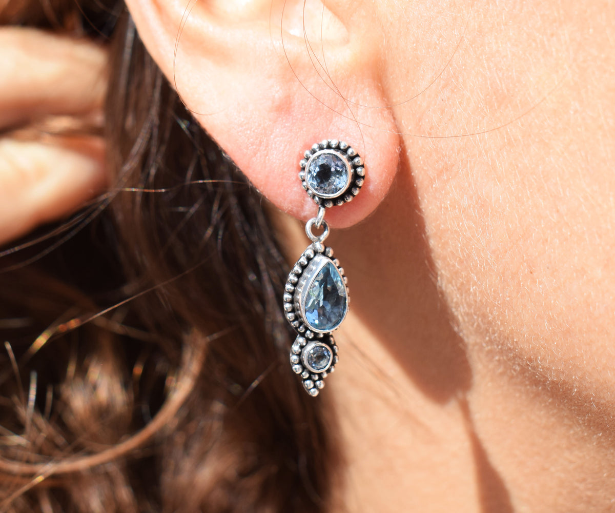 Aros Roma Aguamarinas y Topacios