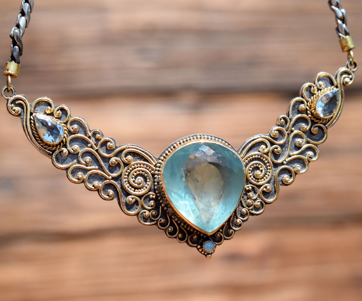 Collar Angel Wings Aguamarina