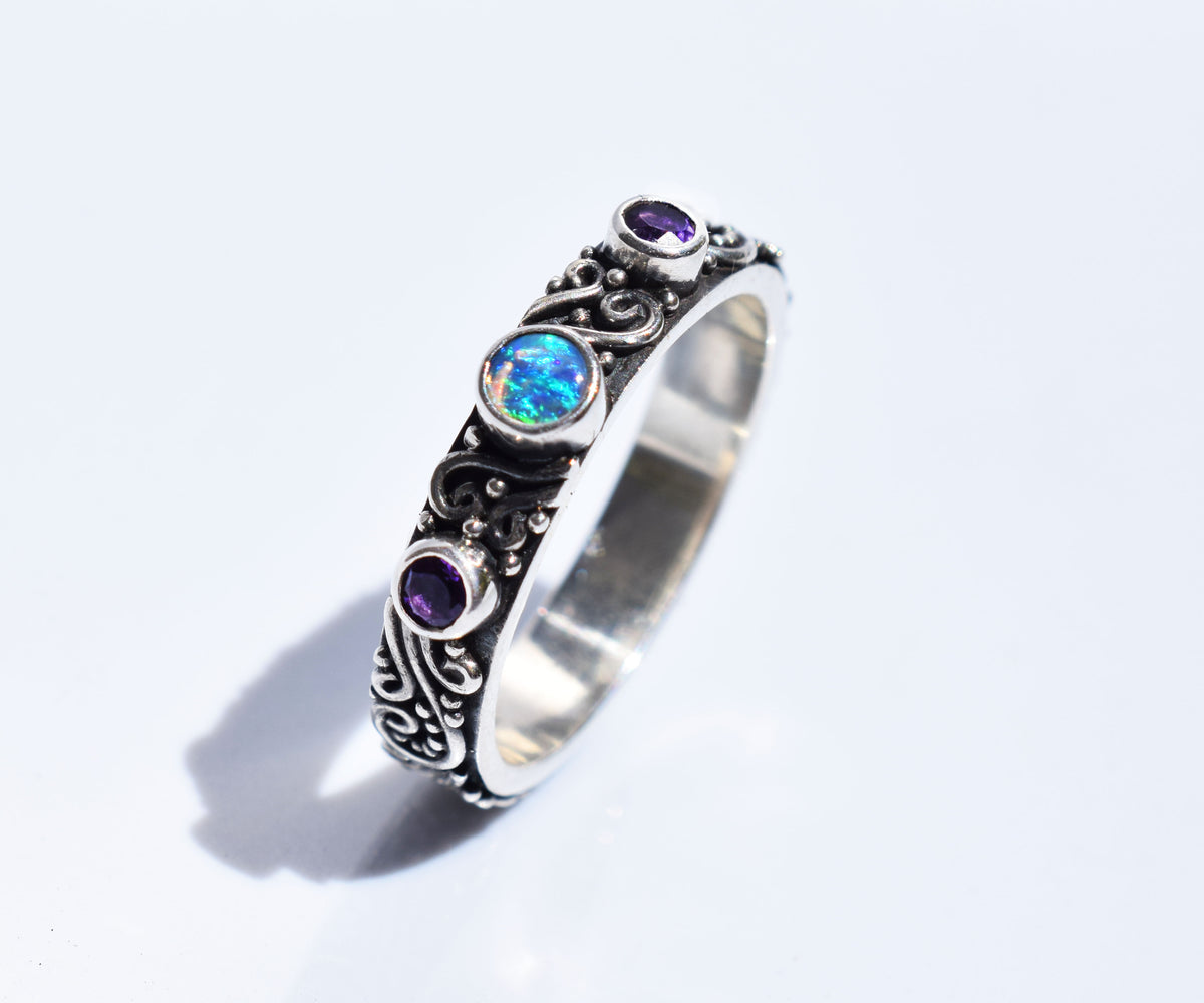 Anillo Basic Ópalo Amatistas