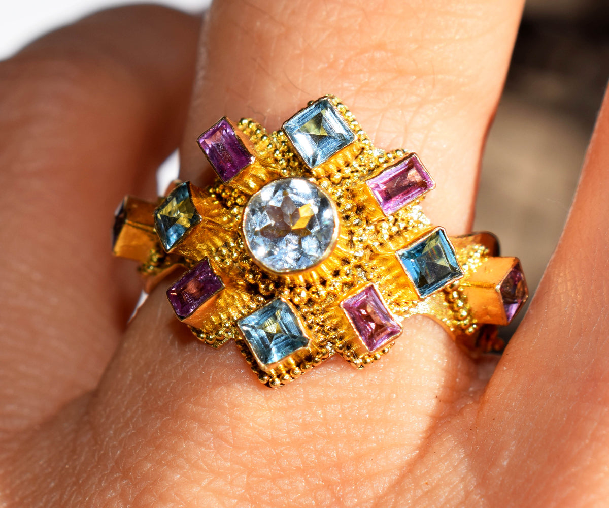 Anillo Surya Namaskar Aguamarina