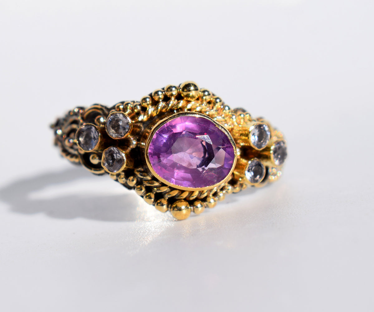 Anillo Azahara Zafiro Rosado