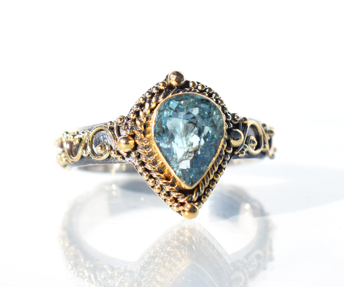 Anillo Fall in love Aguamarina