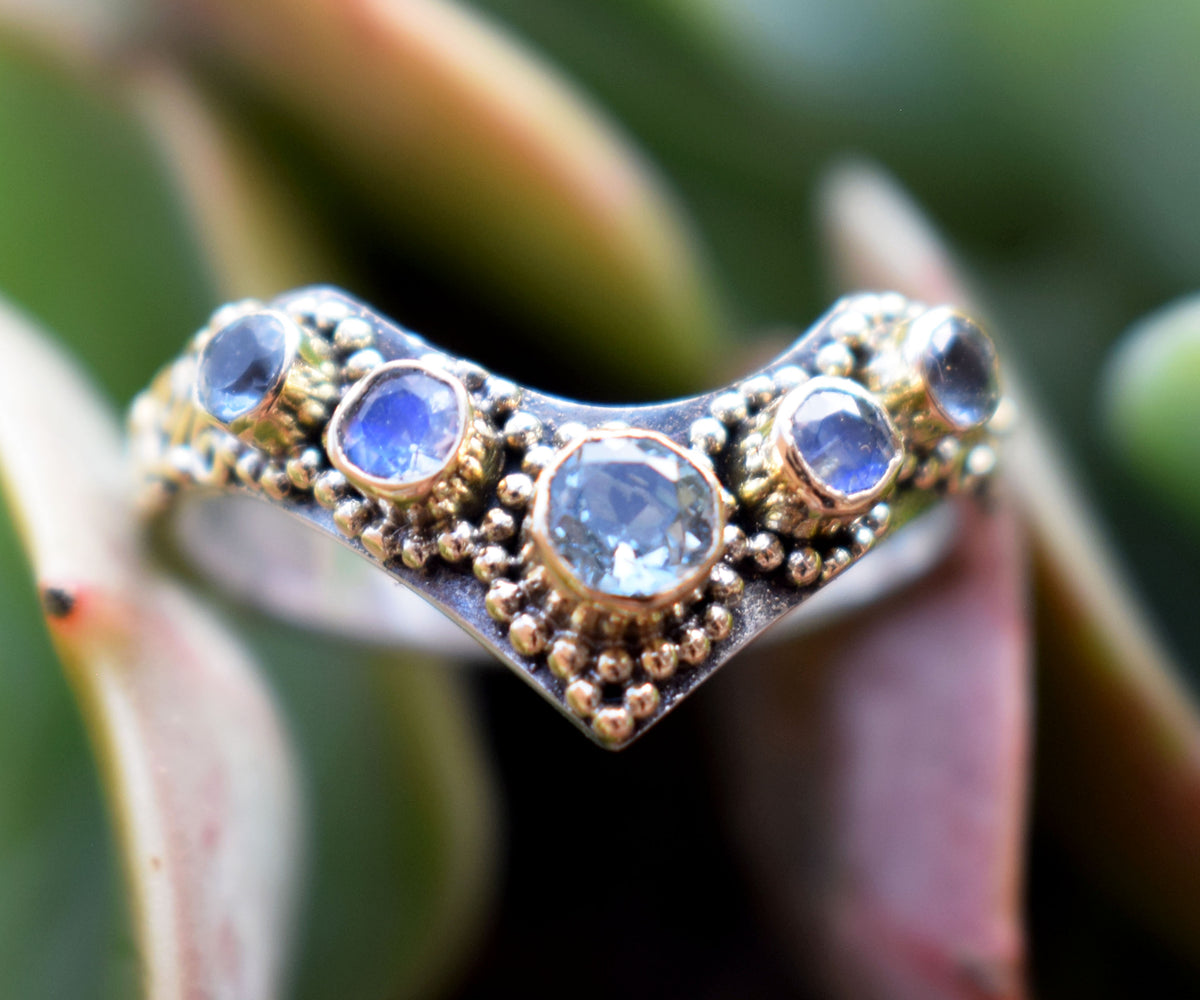 Anillo Fusión Queen Aguamarina