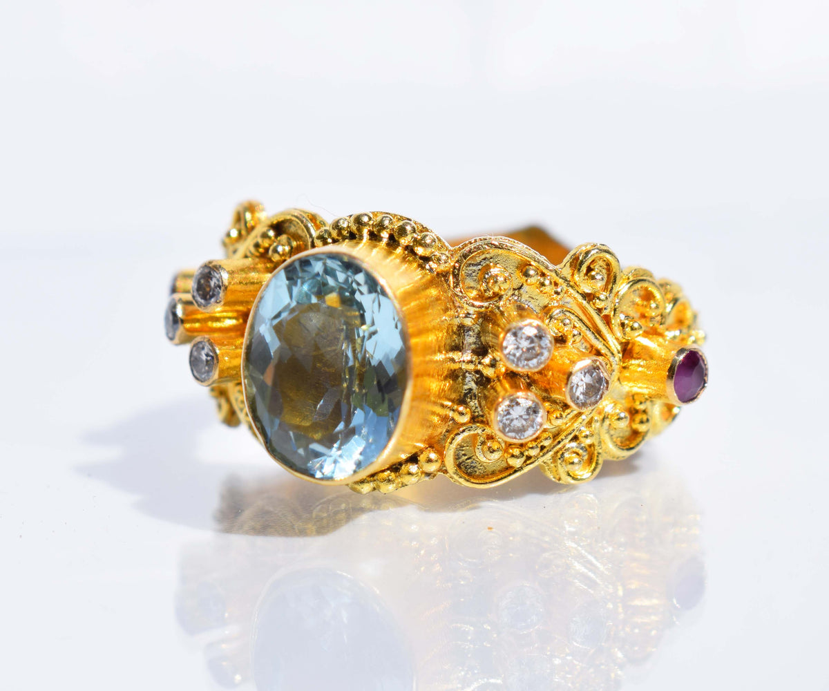 Anillo Kaya Gold Aguamarina