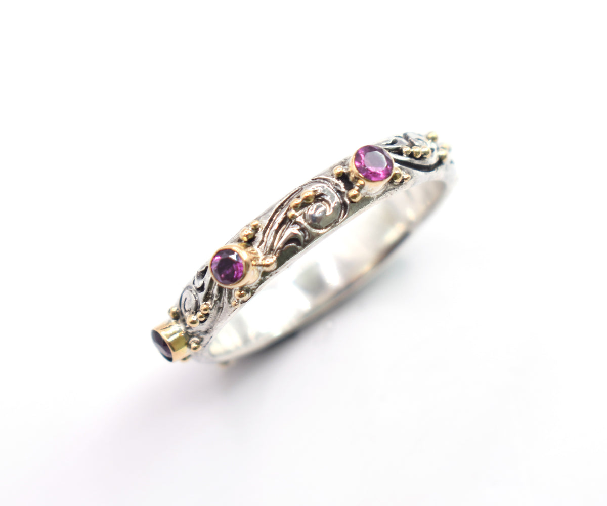 Anillo Basic Tallado Rodolitas